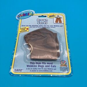 Webkinz KinzStyle Brown Cords Pants WE000306 New Sealed with Unused Code Y2K